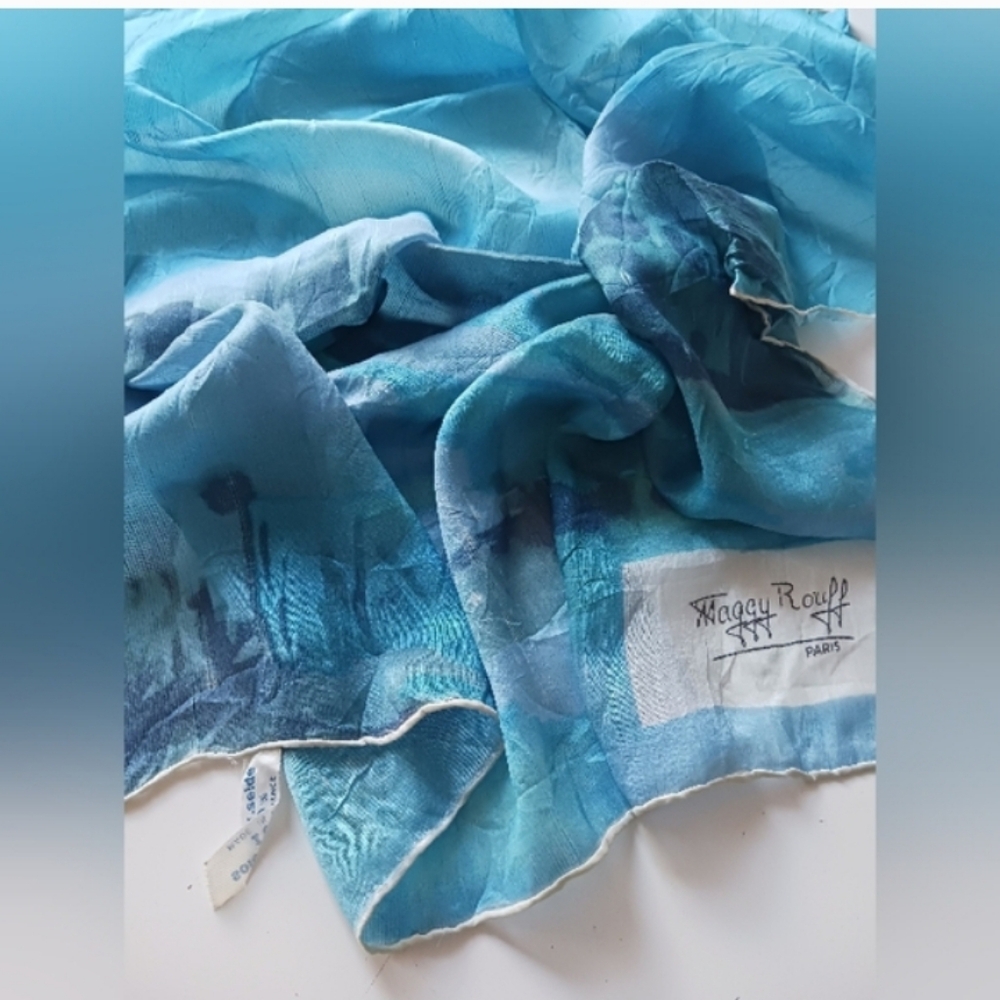 Vintage Maggy Rouff Silk Scarf 27" X 30"